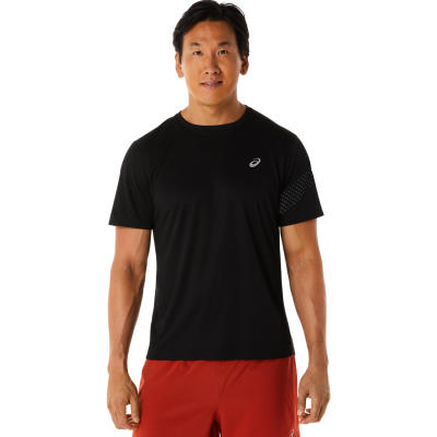 ASICS :  ICON SS TOP MEN RUNNING เสื้อ ผู้ชาย เสื้อ เสื้อคอกลม ของแท้  PERFORMANCE BLACK/CARRIER GREY