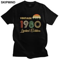 Vintage 1980 40 Years T shirt Men Short Sleeve Awesome 40th Birthday Retro Anniversary Tee Tops Pre shrunk Cotton T Shirt Gift XS-6XL