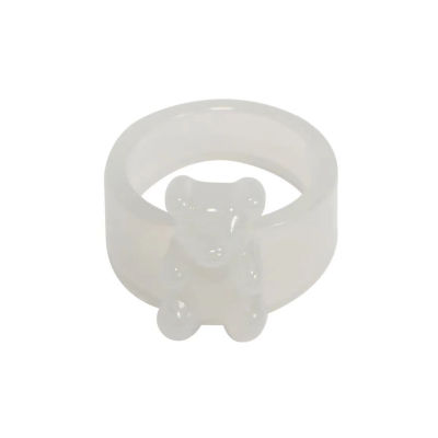 Bluelans®แหวนหมีเล็กๆสไตล์เกาหลีแหวนสีลูกอมใสสไตล์ผู้หญิงแหวนอะคริลิคเครื่องประดับแฟชั่น