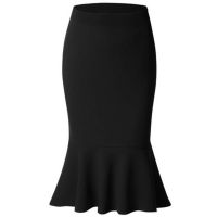 Brookv HuttbSummer Fashion Women High Waist Mermaid Skirt Solid Color Large Size Knee Length Trumpet Skirts Lady Office Wear Skirt