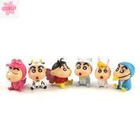 EAURA ของขวัญวันเกิดคอสเพลย์สัตว์6ชิ้นของเล่นโมเดลสัตว์ Nohara Shinnosuke Crayon Shin-Chan