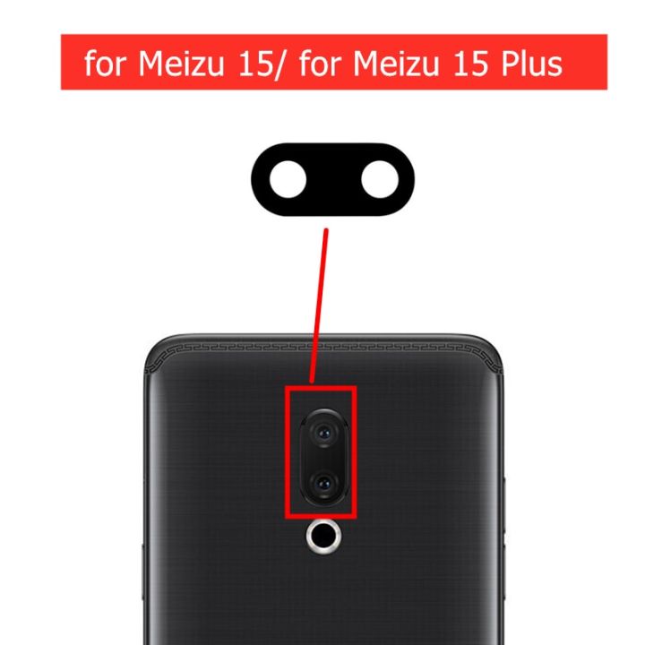 2ชิ้นสำหรับ Meizu 15 Plus เลนส์กระจกกล้องถ่ายรูปเลนส์กล้องด้านหลังพร้อมกาว3ม. อะไหล่สำหรับ Meizu 15