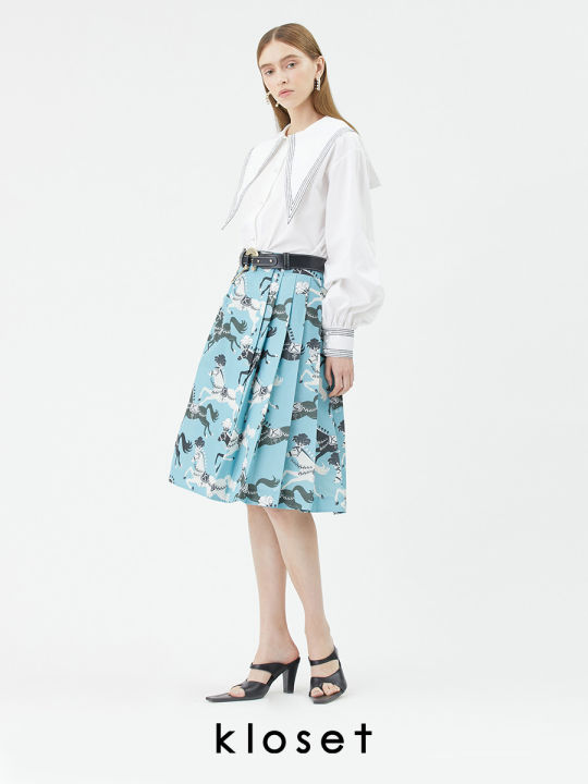 kloset-lucky-horse-skirt-rs22-s001-กระโปรงแฟชั่น-กระโปรงสั้น-กระโปรงพิมพ์ลายม้า-เสื้อผ้าแฟชั่น