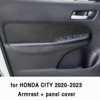 ปกหนังแผงที่เท้าแขนประตู1คู่สำหรับ Honda City 2020 2021 2022 GN เครื่องประดับตกแต่งรถปกป้องมือจับประตูหนังนิ่ม