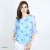 MIKIKO Blouse MI-B2421 เบิร์นเอ้าท์ แขนยาว IGPU23-3