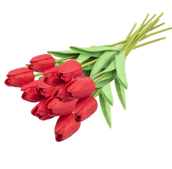 ayiq-flower-shop-ดอกไม้ดอกทิวลิปปลอม10ดอกมินิจริงสำหรับจัดเลี้ยง-buket-pengantin-อุปกรณ์ตกแต่งบ้าน