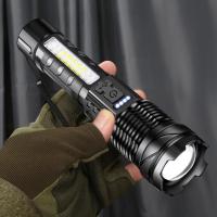 2000LM Super Bright Flashlight XHP70 COB Light USB C Rechargeable Torch With Power Indicator For Camping Hunting Self Defense Rechargeable  Flashlight