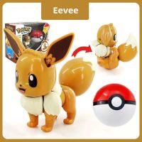 ตัวเลขโปเกมอนกล่องของแท้ของเล่นผิดรูปบอล EEVEE มือจับเกมโมเดลตกแต่ง Bikachu