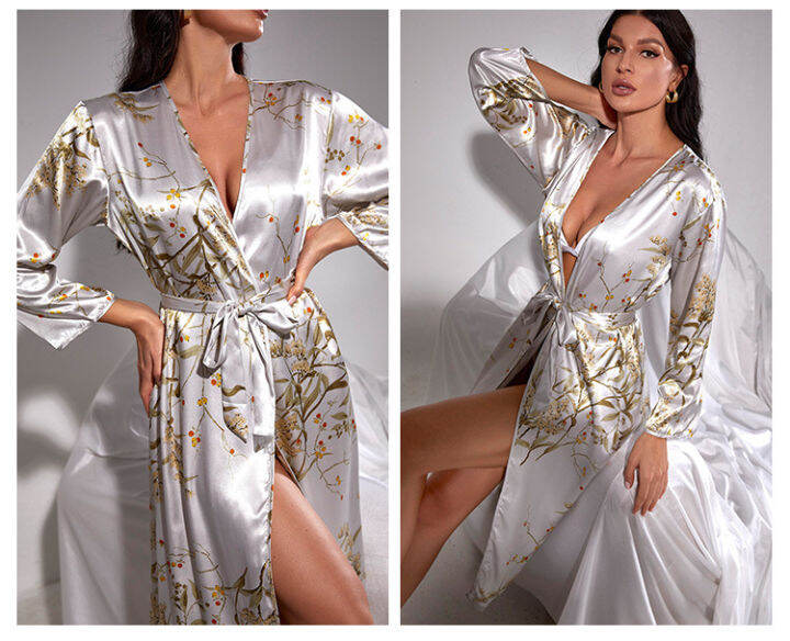 summer-sexy-lady-silk-night-gown-mid-sleeve-long-lace-up-bathrobe-dressing-gown-fashion-thin-homewear-satin-robes-for-women