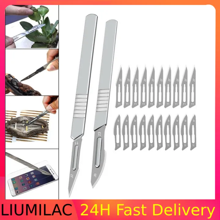20pc Super Hardness Sharpness Carbon Steel Scalpel Blades + 2pc Handle