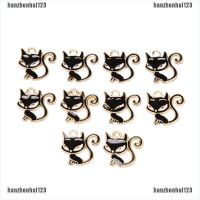 【COD•hanz】10PcsSet Alloy Enamel Cat Charms Pendant Jewelry Findings DIY Makin