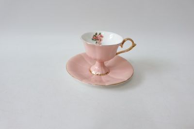 Pink Luxury Tea Cup Set Porcelain Flowers Simple Small Ceramic Coffee Cup Saucer Spoon Drinkware Cute Milk Turkish Coffee