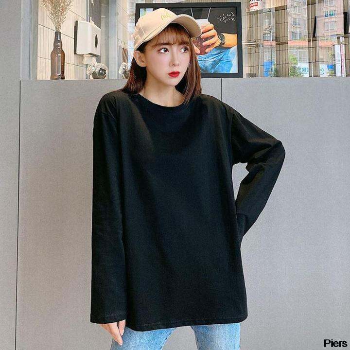 2021-multiple-colour-new-autumn-women-loose-korean-solid-color-ins-style-long-sleeve-o-neck-woman-t-shirt