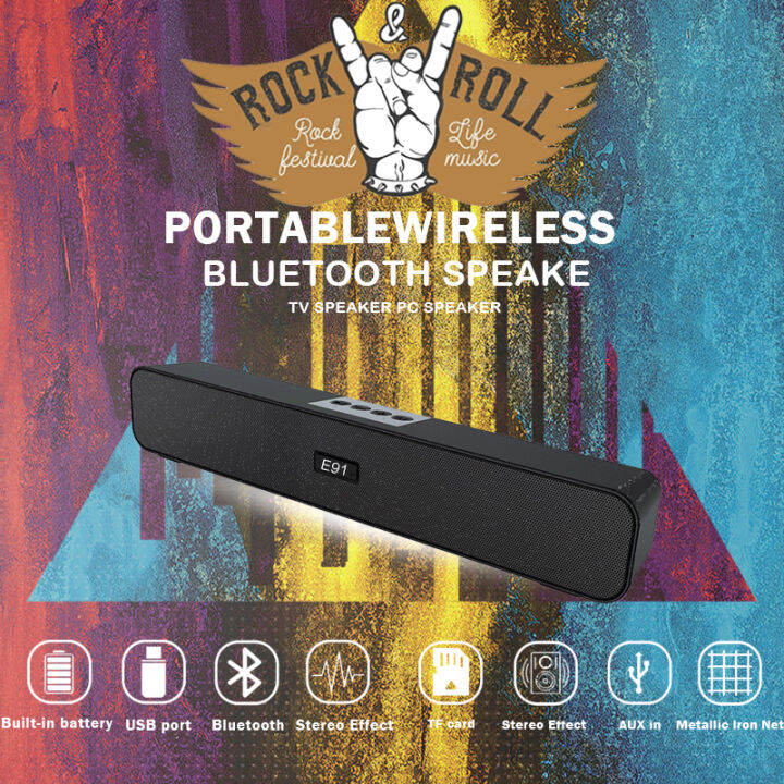 E91 bluetooth speaker super bass speaker desktop computer chargeable soundbar with subwoofer