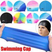 Colorful Swimming Cap Elastic Waterproof Protect Ear Long Hair Swimming Pool Hat Ultrathin Bathing Cap Diving Hat Swimming Parts Swim Caps