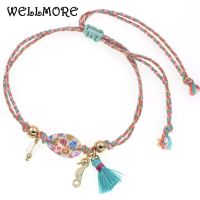 WELLMORE 2023 Bohemia Colorful shell anklets handmade women anklet bracelet rope chain anklets female Foot jewelry wholesale