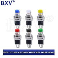 10PCS PBS-110 7mm Momentary Push Button Switch Red Black White Blue Yellow Green  Normally Open No Lock Small Push Button Switch WATTY Electronics