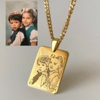 ℗✟  Custom Children Picture Necklace Men Papa Mama Gifts Personalized Tag Pendant Jewelry