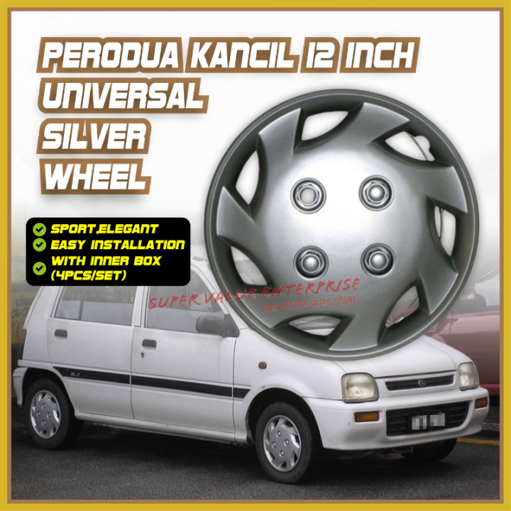 Perodua Kancil 12 Inch Universal Silver Wheel Cover Rim Caps Penutup