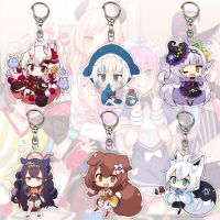 Anime Hololive Vtuber Keychain Acrylic Metal Holder Key Ring Chain Men Car Keychains Women Bag Kawaii Accessories Jewelry Gifts