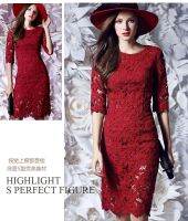 HAAOE ชุด European Lace Dress ผ้าลูกไม้ทั้งชุด