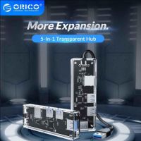ORICO USB 3.0 HUB Transparent High Speed Multi 4 Port USB Splitter TF SD Card Reader OTG Adapter All In One