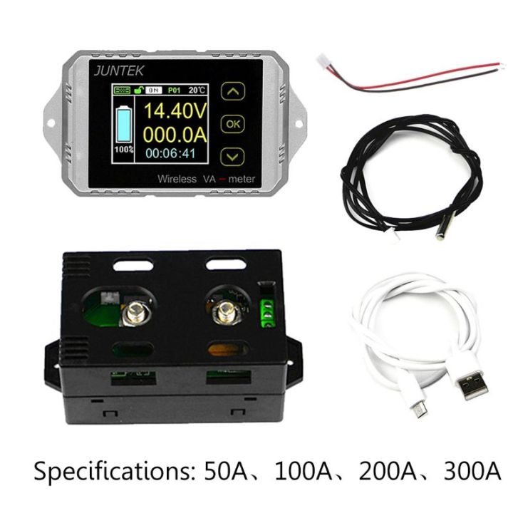 dc-120v-50a-100a-200a-300a-wireless-ammeter-voltage-coulmeter-kwh-watt-car-battery-meter-power-monitoring-capacity-tester