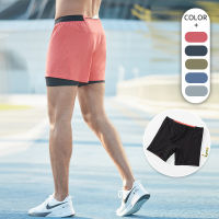 Lulu sports double fitness shorts mens quick-drying breathable fake two-piece anti-exposure training shorts 23401