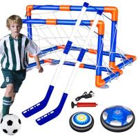 Hover Soccer Toys Set 3 in 1 Rechargeable Hover Soccer &amp; Hockey Ball Set with LED Light Floating Ball Indoor Outdoor Sports Games Indoor Mini Goal Sports Set grand