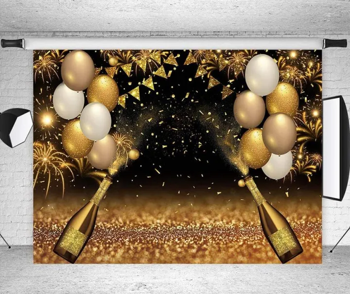 Black Golden Balloons Photography Background Gold Champagne Bokeh Photo  Backdrops for Graduation Prom Holiday Party Supplies Father's Day Birthday  Decoration Studio Props Banner 5x3ft | Lazada PH