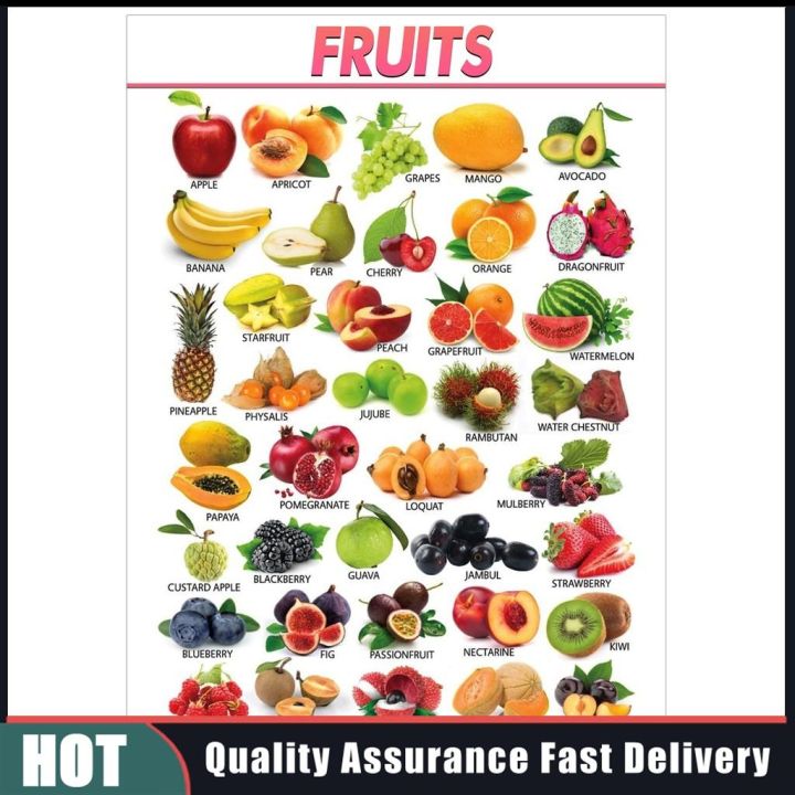 Fruits and Vegetables Educational Wall Chart Kids Learning Materials ...