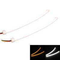2ชิ้น3W 180LM 6500K 597-577nm สีขาว + สีเหลืองแบบมีสายหลอด LED ไฟส่องสว่างตอนกลางวันไฟเลี้ยว DRL,DC12V,ความยาวหลอดไฟ: 30ซม.