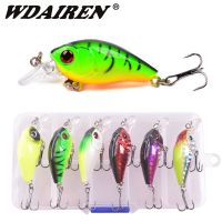 【hot】❆ 6pcs/lot Mixed Colors Fishing Set Baits Wobbler Crankbaits with Treble Hooks Tackle hard Bait