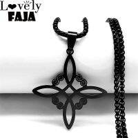 Witchcraft StainlessSteelNecklace Witch 39;s IrishKnotPendantMen BlackNecklaces Jewelrymiraculous collar nudo de la bruja