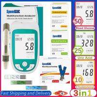 น้ำตาลในเลือดสติกเกอร์ 3 in 1 Multi-function Blood glucose monitor Cholesterol Uric acid meter glucometer Diabetes Gout T เครื่องวัดน้ำตาลในเลือด