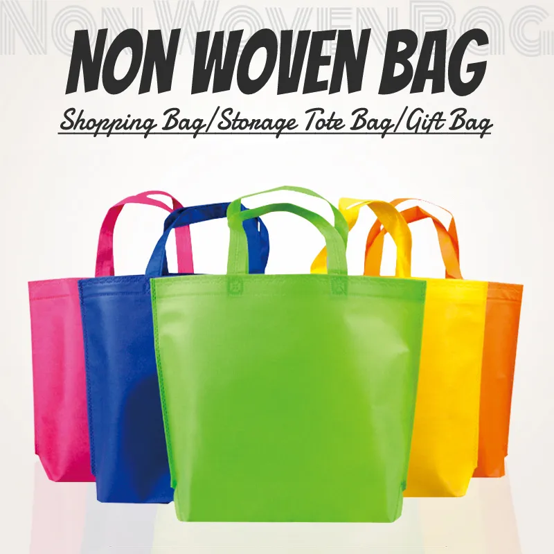 20 Pcs Handle Eco Bag Non-woven Tote Bag Shopping Storage Packaging Handbag  Eco Friendly Loop Bag Elecrimens11