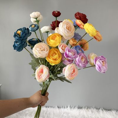 [AYIQ Flower Shop] ดอกไม้ผ้าไหมประดิษฐ์ Persian Buttercup Ranunculus ดอกไม้สำหรับ Core ตกแต่งงานแต่งงาน Floral Creation