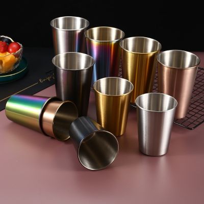 【High-end cups】230/350/500Ml สแตนเลสถ้วยเบียร์สำนักงานที่ใช้ในครัวเรือนบาร์น้ำดื่มแก้วกาแฟชานมแก้วครัว Drinkware