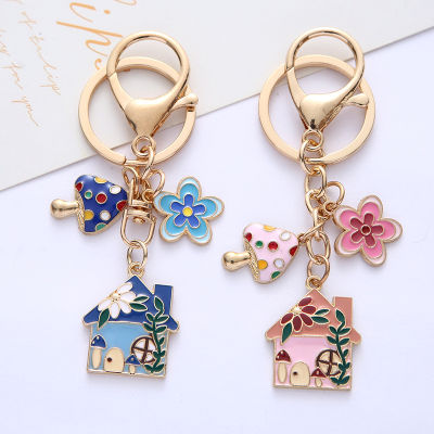 Cartoon Enamel Keychain Key Chains For Women Enamel Keychain For Women Handmade Jewelry Keychain Cute Mushroom House Keychain