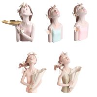 Sculpture Butterfly Fairy Girl Figurines Resin Tabletop Statues Shelf Characters with Metal Tray Home Decor N18 21 Dropshipping