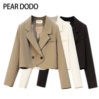 PEAR DODO เสื้อเบลเซอร์แขนยาวคอปกสั้นฤดูใบไม้ร่วงเกาหลีสำหรับผู้หญิง