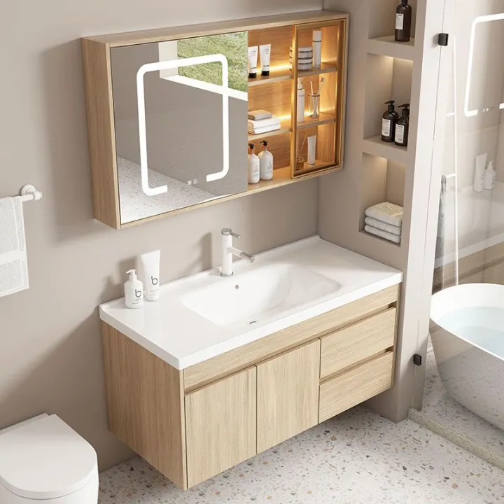 Smart log color bathroom cabinet combination toilet solid wood ...