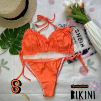 ? SHEIN BIKINI ชุดว่ายน้ำแฟชั่น ชุดว่ายน้ำสีส้ม พร้อมส่งจากไทย ORANGE SIZE S #SHORG0023