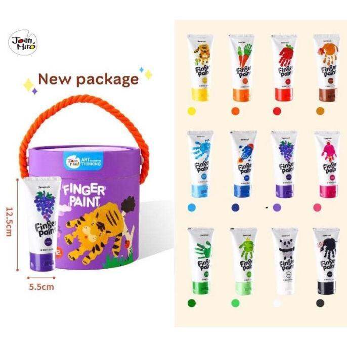 Joan Miro Finger Paint Set 12 Colours Jar Melo NonToxic Finger Paint