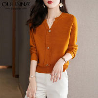 OULINNA 2022 Early Autumn Knitted Sweater Womens New Long-sleeved Top Spring and Autumn Beautiful Small Shirt Thin Section European Popular Style Bottoming Shirt