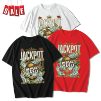 เสื้อยืดแขนสั้นคอกลม Cotton 100% สกรีนลาย JACKPOT