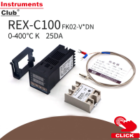 Instruments REX-C100FK02-V * DNควบคุมอุณหภูมิอัจฉริยะSSRเอาต์พุต + SSR-25 DA + M6 1Mสายเคเบิล3ชิ้นชุด