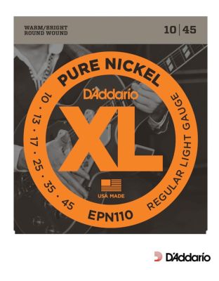 DAddario  EPN110 สายกีตาร์ไฟฟ้า เบอร์ 10 แบบ Pure Nickel ( Regular Light, 0.10 - 0.45) ให้โทนเสียง Warm/Bright ** Made in USA **