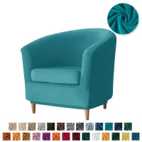 Velvet Club Bath Tub Armchairs Chair Covers Stretch Single Sofa Slipcover Sofa Couch Cover for Bar Counter with seat cover Solid