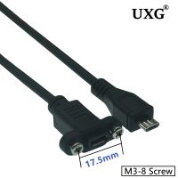 Micro USB 2.0 Konektor Pria Ke Micro USB 2.0 Kabel Ekstensi Wanita Pitch 17.5Mm dengan Lubang Dudukan Panel Sekrup 25Cm 0.25M